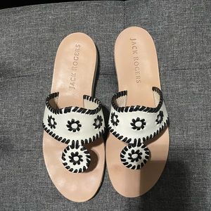 Jack Rogers boating jacks - in bone/black size 7